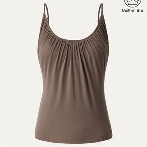 OGL Eco-SkinKiss Scoop Neck Gathered Spaghetti Brami Top - Iced Mocha